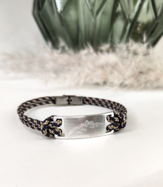 Bracelet montagne homme corde - Chardonnet gravé L