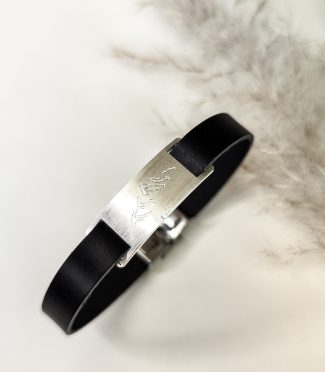 Bracelet montagne homme cuir - Chardonnet gravé L
