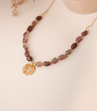 Collier pierre naturelle Quartz rose - Aura S